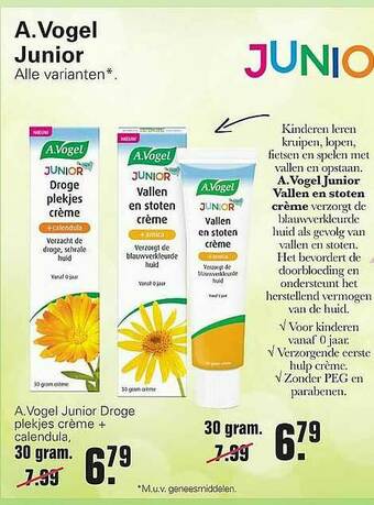 De Online Drogist A Vogel Junior Droge Plekjes Crème Calendula aanbieding