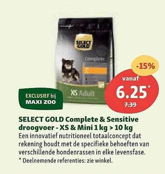 Maxi Zoo Select Gold Complete & Sensitive Droogvoer Xs & Mini aanbieding