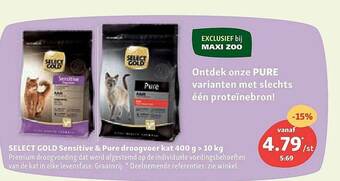 Maxi Zoo Select Gold Sensitive & Pure Droogvoer Kat aanbieding