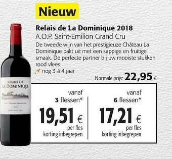 Colruyt Relais De La Dominique 2018 A.o.p. Saint-emilion Grand Cru aanbieding