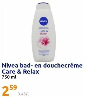 Action Nivea bad- en douchecrème care + relax aanbieding