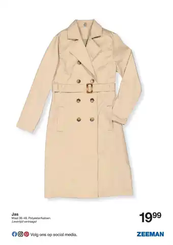 Zeeman Jas Maat 36-48 Polyester / katoen aanbieding