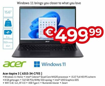 Exellent Acer Aspire 3 (A315-34-C7X5) aanbieding