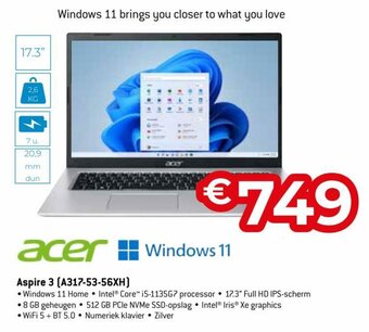 Exellent Acer Aspire 3 (A317-53-56XH) aanbieding
