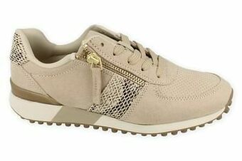 Berca Shoes Sprox Sneaker Laag Dames Met Functionele Rits - Beige aanbieding