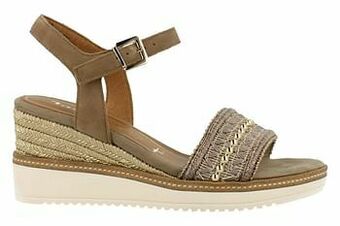 Berca Shoes Tamaris Sandaal Op Sleehak Dames Touch It Binnenzool Leder - Taupe aanbieding
