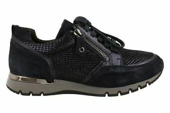Berca Shoes Caprice Sneaker Laag Dames Comfort Topper F Wijdte Functionele Rits - Blauw aanbieding