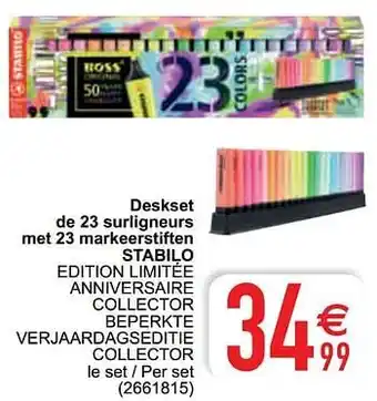 Cora Deskset de 23 surligneurs met 23 markeerstiften stabilo aanbieding