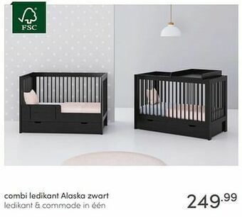 Baby & Tiener Combi ledikant alaska zwart aanbieding