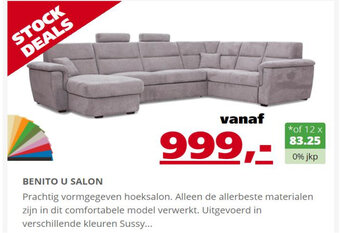 Seats and Sofas Benito U Salon aanbieding