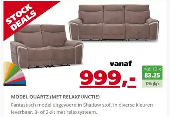 Seats and Sofas Model Quartz (Met Relaxfunctie) aanbieding