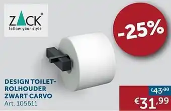 Design toiletrolhouder zwart carvo