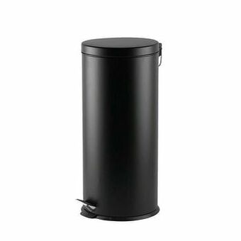 Leen Bakker Pedaalemmer Pablo - zwart metaal - 30 liter - 65 cm - Leen Bakker aanbieding
