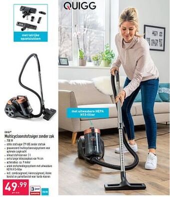 ALDI Quigg multicycloonstofzuiger zonder zak aanbieding
