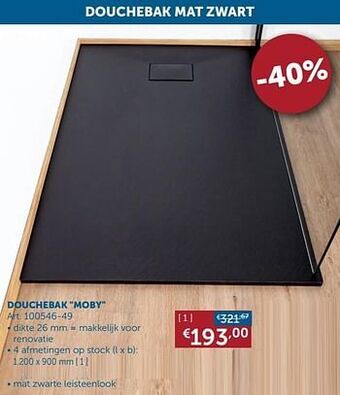 Douchebak moby 1200 x 900mm