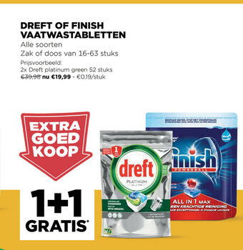 Jumbo Dreft of finish vaatwastabletten aanbieding
