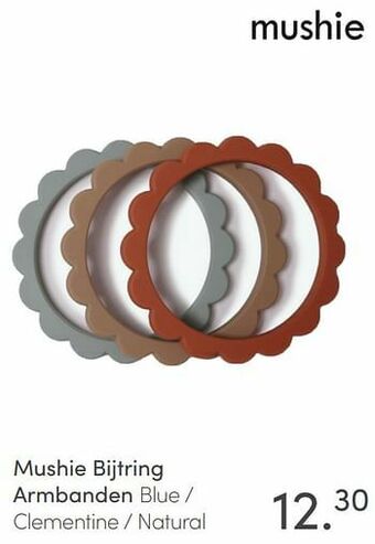 Baby & Tiener Mushie bijtring armbanden blue - clementine - natural aanbieding