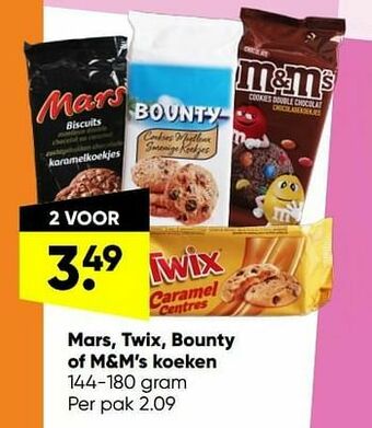 Mars twix bounty of m+m’s koeken