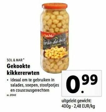 Lidl Gekookte kikkererwten aanbieding