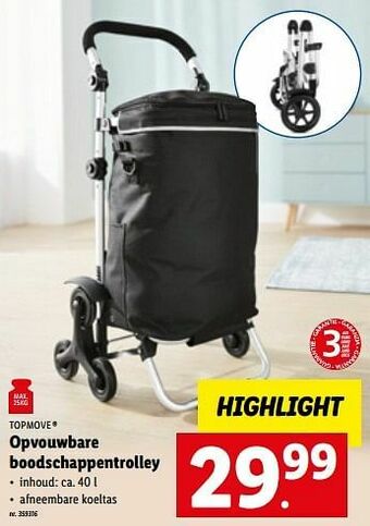 Lidl Opvouwbare boodschappentrolley aanbieding
