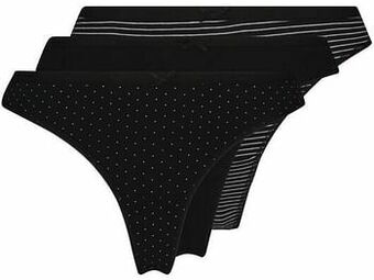 HEMA HEMA Damesstrings Katoen Stretch - 3 Stuks Zwart (zwart) aanbieding