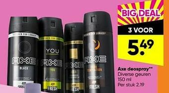 Big Bazar Axe deospray aanbieding