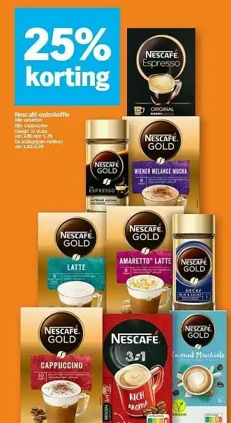 Albert Heijn Nescafé oploskoffie cappuccino aanbieding