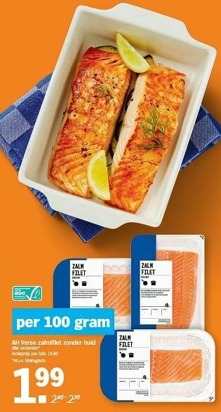 Albert Heijn Ah verse zalmfilet zonder huid aanbieding