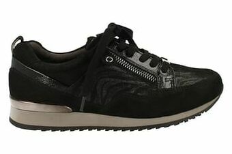 Berca Shoes Caprice Veterschoen Dames Comfort Volledig Leder - Zwart aanbieding