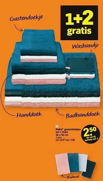 Albert Heijn Walra gastendoekjes set 2 stuks aanbieding