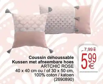 Cora Coussin déhoussable kussen met afneembare hoes artchic rose aanbieding