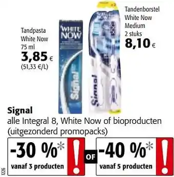 Colruyt Signal alle integral 8, white now of bioproducten 75 ml aanbieding