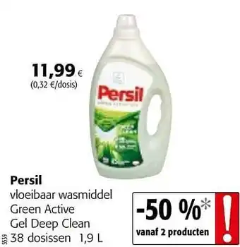 Colruyt Persil vloeibaar wasmiddel green active gel deep clean 1,9 l aanbieding