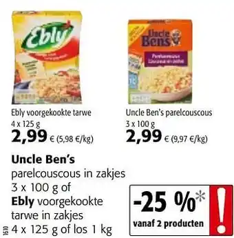 Colruyt Uncle ben`s parelcouscous 3 x 100 g aanbieding