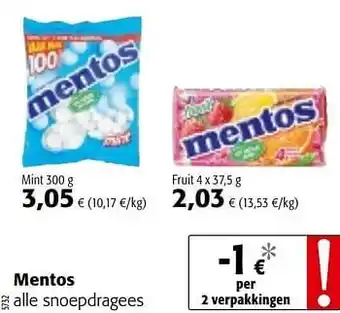 Colruyt Mentos Fruit 4 x 37,5 g aanbieding
