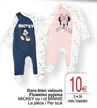 Cora Dors-bien velours fluwelen pyjama mickey ou - of minnie aanbieding