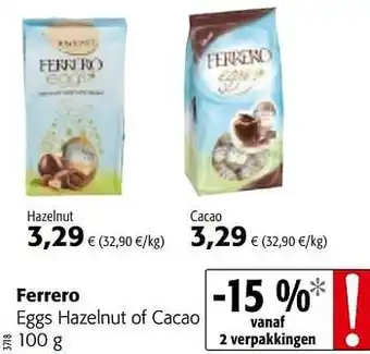 Colruyt Ferrero eggs hazelnut of cacao 100 g aanbieding