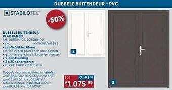 Zelfbouwmarkt Dubbele buitendeur vlak paneel aanbieding