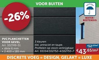 Zelfbouwmarkt Pvc planchetten voor gevel aanbieding
