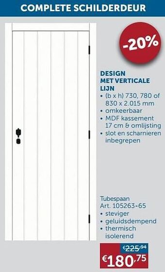 Zelfbouwmarkt Complete schilderdeur design met verticale lijn tubespaan aanbieding