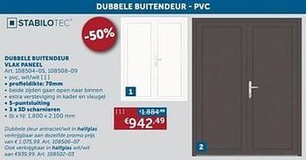 Zelfbouwmarkt Dubbele buitendeur vlak paneel aanbieding