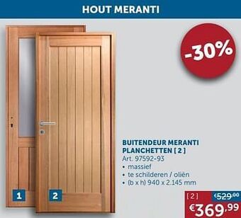 Zelfbouwmarkt Buitendeur meranti planchetten aanbieding