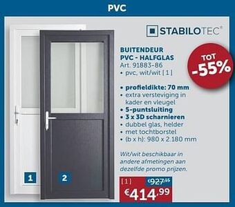Zelfbouwmarkt Buitendeur pvc - halfglas aanbieding
