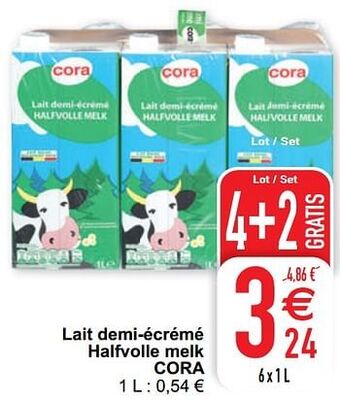 Cora Lait demi-écrémé halfvolle melk cora aanbieding