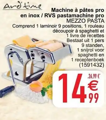 Cora Machine à pâtes pro en inox - rvs pastamachine pro mezzo pasta aanbieding