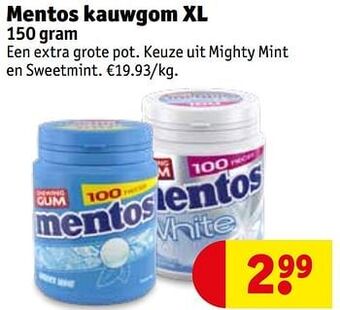 Kruidvat Mentos kauwgom xl aanbieding