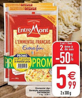 Cora Emmental râpé geraspte emmentaler entremont aanbieding