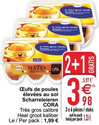 Cora Oeufs de poules élevées au sol scharreleieren cora aanbieding