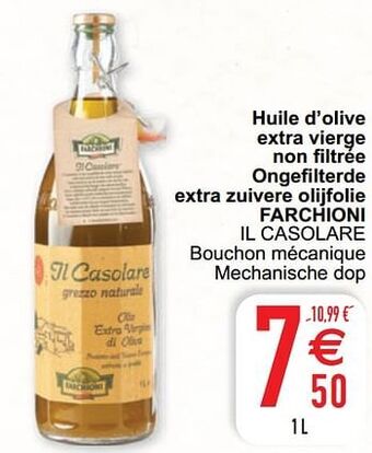 Huile d’olive extra vierge non filtrée ongefilterde extra zuivere olijfolie farchioni il casolare
