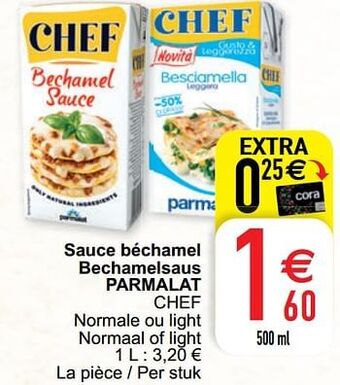 Cora Sauce béchamel bechamelsaus parmalat chef aanbieding